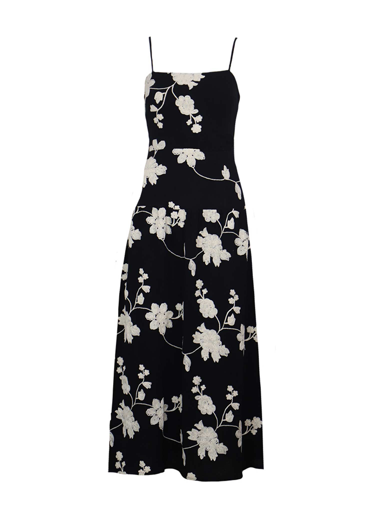 GRACIE EMBROIDERED MIDI DRESS Black G / Small