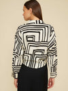 Lucy Paris Rue Button Down black and white top on model from back