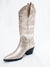 champagne metallic western boots from front