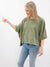 oversized olive mineral wash cropped pullover from front