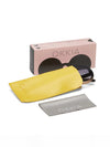OKKIA Monica Sunglasses in Black Shaded Rose showing box and sunglass case