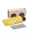 OKKIA Monica Sunglasses in Pink Havana showing box and sunglass case