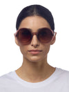 OKKIA Monica Sunglasses in Pink Havana from front on model
