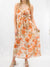 orange floral open front dress