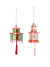 paper pink and green pagoda ornaments with tassle