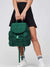 model holding emerald backpack