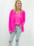 hot pink blazer on model from front with hot pink tank