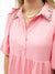 close up of jeweled collar on pink midi dress
