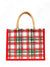 green and red Christmas plaid gift tote