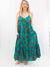 green floral maxi dress on model