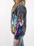 graffiti style pullover from side on model