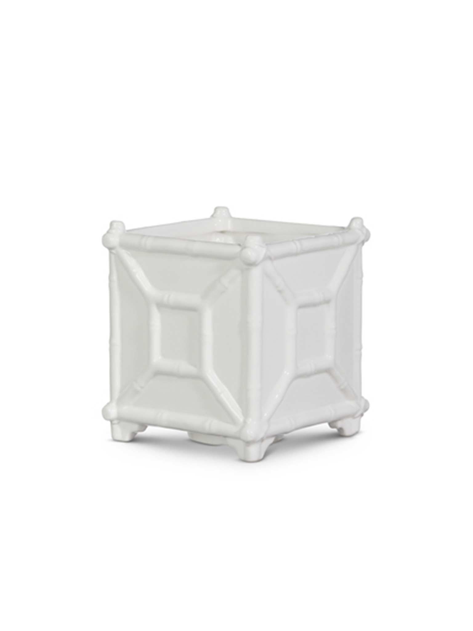 bamboo planter box indoor 6" White Bamboo Planter