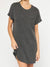 ribbed charcoal t-shirt dress on model from front