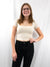 square neck crop top in creme on model