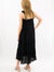 black tiered midi dress from back