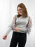 grey fringe and jewel sleeve sweater