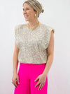 high rise hot pink dress pants on model