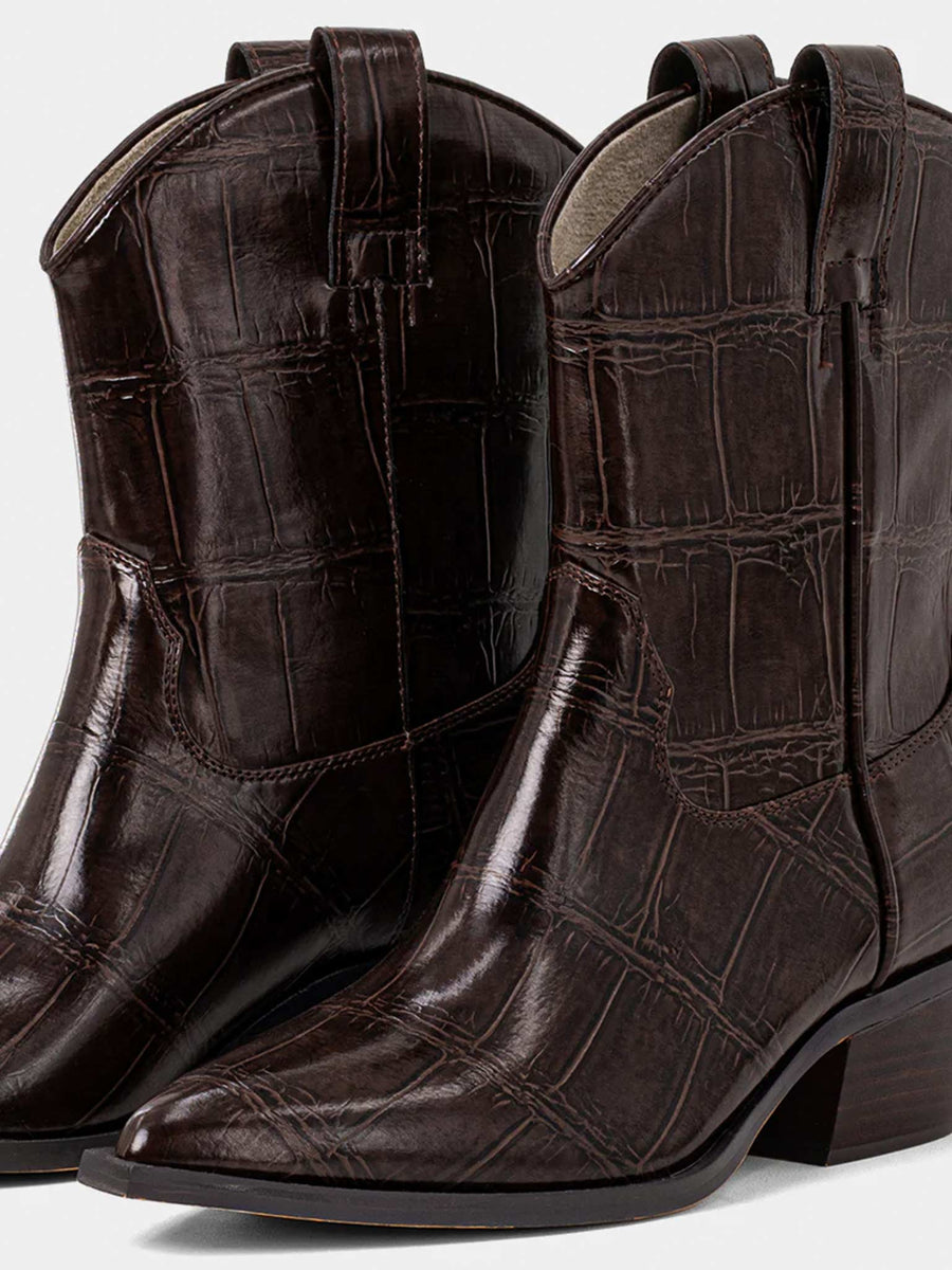 SHUSHOP ZouZou Croco Western Boot in Brown – Casual Camel Boutique