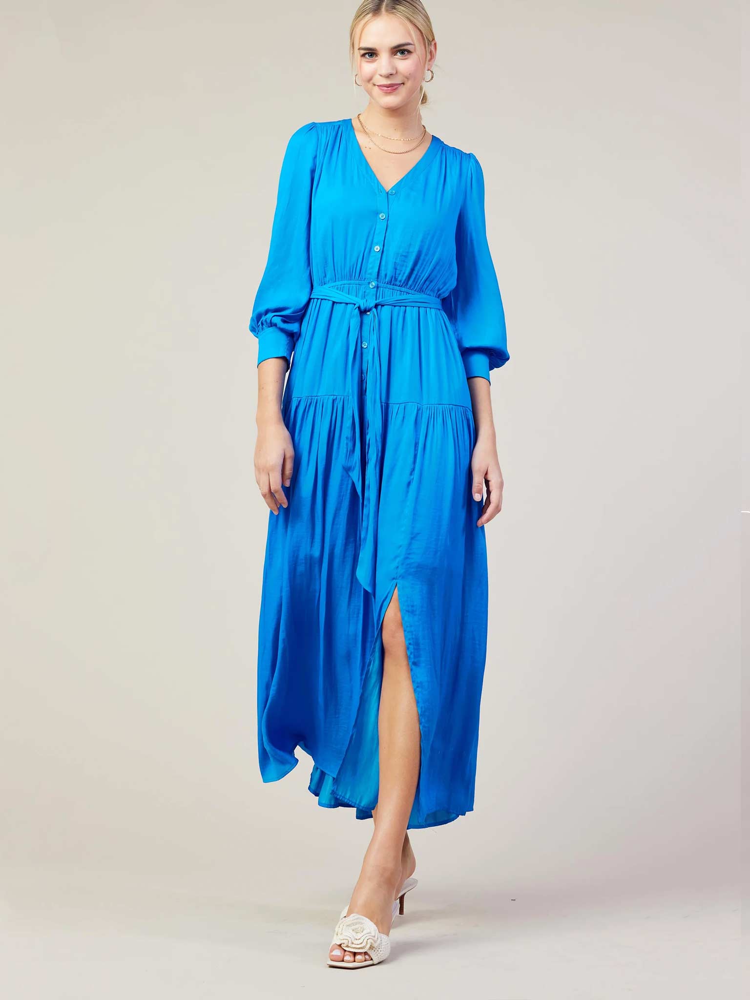 casual blue maxi dress CUPSHE Women's Dresses Straps Paisley Smocked Ruffled Slit A Line Long Beach Summer Striped, XS at Amazon Women's Clothing store Designed in a vibrant blue hue with a flattering gathered bodice and flowy skirt! LTS Tall Navy Blue Jersey