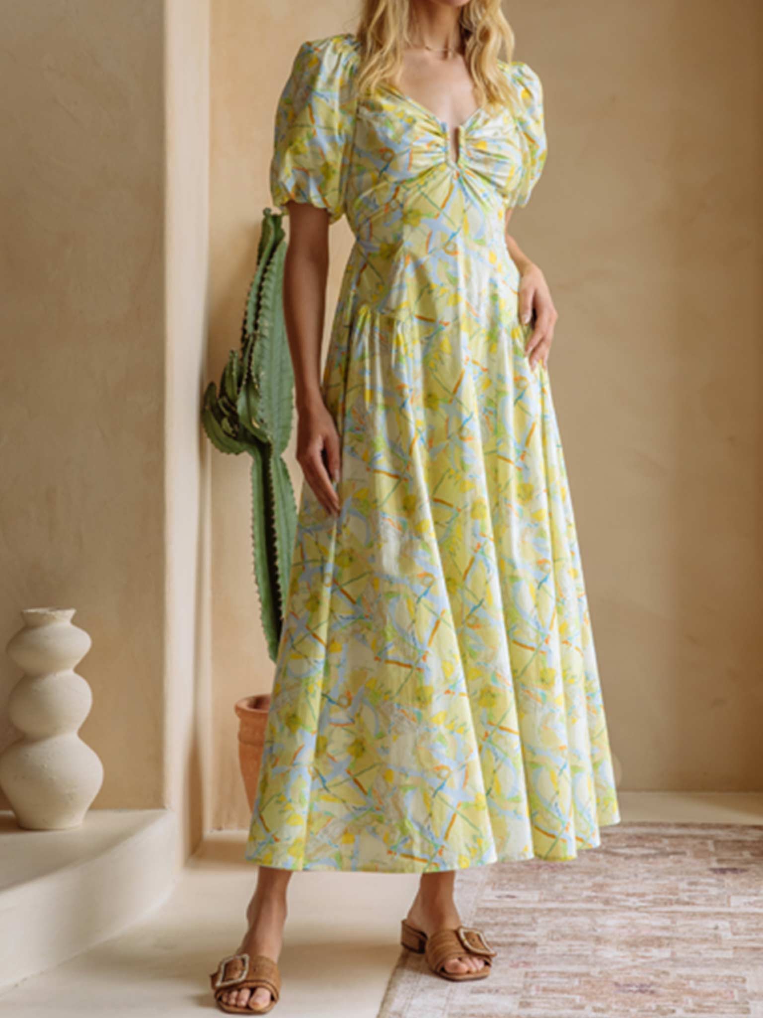 Vacation Vibes Yellow Midi Dress