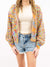 knit cardigan with shorts on model
