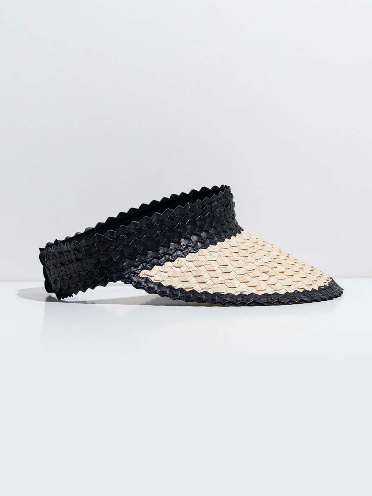 Blk Woven Visor with Ivory Logo Vince Camuto Tie Back Roll-Up Visor | HSN main image 2