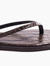 TKEES Square Toe Lily Croc in Carob flip flop showing side closeup