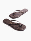 TKEES Square Toe Lily Croc in Carob pair of flip flops showing sides