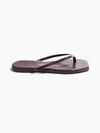 TKEES Square Toe Lily Croc in Carob flip flop showing side