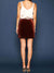 rust velvet mini skirt from back