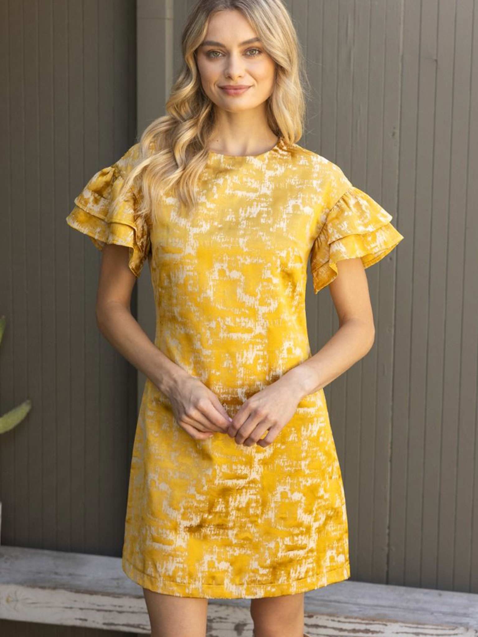 slim fit dress slacks Gold Gleaming Metallic Mini Dress main image 0