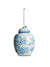 large ginger jar ornament in white and blue