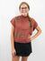crop mock neck sweater on model from front