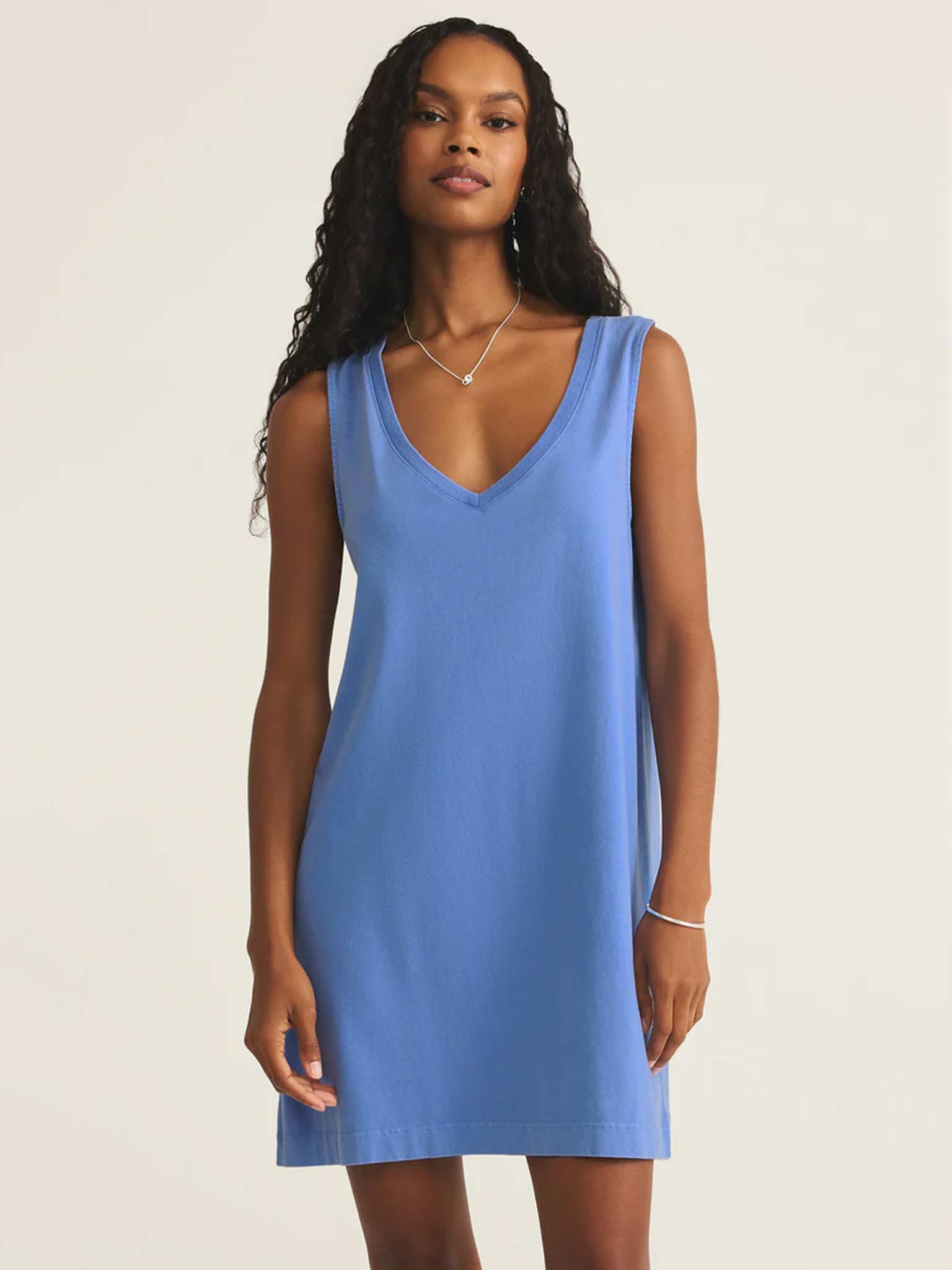 v neck dress Z Supply Sloane V-Neck Mini Bay Blue M Homecoming Dresses Jcpenney Navy military gatherings Peacock Color:Off White - Nude