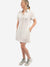 beige linen dress from front with pockets
