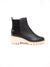 Black platform leather bootie from the side
