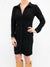 suede ruched button up dress in black