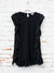 black dress with ruffles and stone detailing