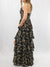 floral tiered maxi dress on model from side