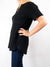 waffle knit top in black side view