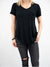 Casual pocket tee in black from front
