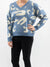 light blue cheetah print sweater on model