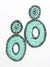 Oval beaded and jeweled earrings in turquoise