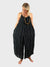 boho jumpsuit in black from front with pockets