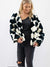 black and white checkered fur jacket from side