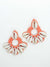 Beaded round earrings with cowry shell detailing in coral