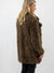 shaggy brown fur jacket from side