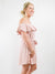 dusty ruffle dress in blush with side tie from side