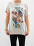 moon and lady design graphic tee on model in ivory