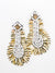 metal earrings in gold with white beads and jewels